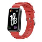 For Huawei Band 10 / 9 / 8 Silver Buckle Silicone Watch Band(Red) - 1