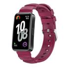 For Huawei Band 10 / 9 / 8 Silver Buckle Silicone Watch Band(Wine Red) - 1