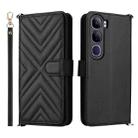 For vivo V40 Lite 4G / 5G IDN / Y300 5G Multifunctional 6-Card Slots Leather Phone Case with Wrist Strap(Black) - 1
