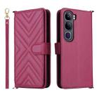 For vivo V40 Lite 4G / 5G IDN / Y300 5G Multifunctional 6-Card Slots Leather Phone Case with Wrist Strap(Rose Red) - 1