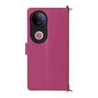 For vivo V50 5G Multifunctional 6-Card Slots Leather Phone Case with Wrist Strap(Rose Red) - 3