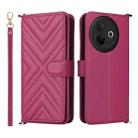 For vivo Y39 5G / Y300i 5G Multifunctional 6-Card Slots Leather Phone Case with Wrist Strap(Rose Red) - 1