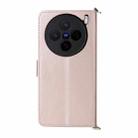 For vivo X200s 5G Multifunctional 6-Card Slots Leather Phone Case with Wrist Strap(Pink) - 3