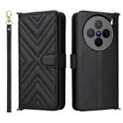 For vivo X200s 5G Multifunctional 6-Card Slots Leather Phone Case with Wrist Strap(Black) - 1