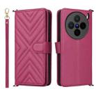 For vivo X200s 5G Multifunctional 6-Card Slots Leather Phone Case with Wrist Strap(Rose Red) - 1