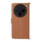 For vivo X200s 5G Multifunctional 6-Card Slots Leather Phone Case with Wrist Strap(Brown) - 3