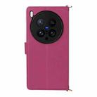 For vivo X200 Ultra 5G Multifunctional 6-Card Slots Leather Phone Case with Wrist Strap(Rose Red) - 3