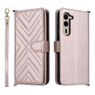 For Fujitsu Arrows We2 Plus F-51E Multifunctional 6-Card Slots Leather Phone Case with Wrist Strap(Pink) - 1