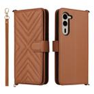 For Fujitsu Arrows We2 Plus F-51E Multifunctional 6-Card Slots Leather Phone Case with Wrist Strap(Brown) - 1
