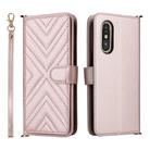 For Fujitsu Rakuraku A401FC Multifunctional 6-Card Slots Leather Phone Case with Wrist Strap(Pink) - 1