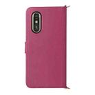 For Fujitsu Rakuraku A401FC Multifunctional 6-Card Slots Leather Phone Case with Wrist Strap(Rose Red) - 3
