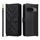 For Google Pixel 9 / Pixel 9 Pro Multifunctional 6-Card Slots Leather Phone Case with Wrist Strap(Black) - 1