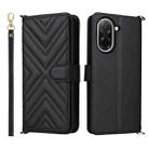 For Xiaomi Poco C71 / Redmi A5 4G 171.7mm Multifunctional 6-Card Slots Leather Phone Case with Wrist Strap(Black) - 1