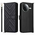 For Redmi K80 5G / K80 Pro 5G Multifunctional 6-Card Slots Leather Phone Case with Wrist Strap(Black) - 1