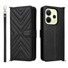 For Redmi Note 14 4G 163.25mm Multifunctional 6-Card Slots Leather Phone Case with Wrist Strap(Black) - 1