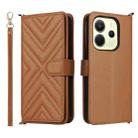 For Redmi Note 14 4G 163.25mm Multifunctional 6-Card Slots Leather Phone Case with Wrist Strap(Brown) - 1