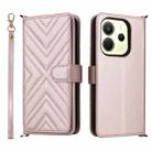 For Redmi Note 14 4G 164.84mm Multifunctional 6-Card Slots Leather Phone Case with Wrist Strap(Pink) - 1