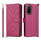 For Redmi A5 4G 173.3mm Multifunctional 6-Card Slots Leather Phone Case with Wrist Strap(Rose Red) - 1