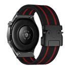 22mm Parachute Buckle Stripe Nylon Elastic Braided Watch Band(Black Red) - 2