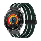 22mm Parachute Buckle Stripe Nylon Elastic Braided Watch Band(Dark Green White) - 1