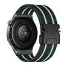 22mm Parachute Buckle Stripe Nylon Elastic Braided Watch Band(Dark Green White) - 2