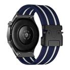 22mm Parachute Buckle Stripe Nylon Elastic Braided Watch Band(Midnight Blue White) - 2