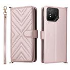 For Asus ROG Phone 9 / 9 Pro Multifunctional 6-Card Slots Leather Phone Case with Wrist Strap(Pink) - 1