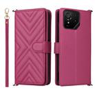 For Asus ROG Phone 9 / 9 Pro Multifunctional 6-Card Slots Leather Phone Case with Wrist Strap(Rose Red) - 1