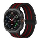 For Samsung Galaxy Watch Ultra 47mm Parachute Buckle Stripe Nylon Elastic Braided Watch Band(Black Red) - 1