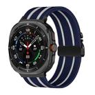 For Samsung Galaxy Watch Ultra 47mm Parachute Buckle Stripe Nylon Elastic Braided Watch Band(Midnight Blue White) - 1