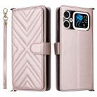 For Cubot A20 Multifunctional 6-Card Slots Leather Phone Case with Wrist Strap(Pink) - 1