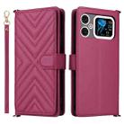 For Cubot A20 Multifunctional 6-Card Slots Leather Phone Case with Wrist Strap(Rose Red) - 1