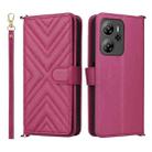 For Blackview Oscal Tiger 13 Multifunctional 6-Card Slots Leather Phone Case with Wrist Strap(Rose Red) - 1