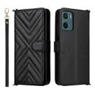 For Motorola Moto G05 4G / E15 4G Multifunctional 6-Card Slots Leather Phone Case with Wrist Strap(Black) - 1