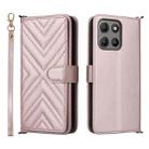 For Motorola Moto G15 4G / G15 Power 4G Multifunctional 6-Card Slots Leather Phone Case with Wrist Strap(Pink) - 1