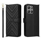 For Motorola Moto G15 4G / G15 Power 4G Multifunctional 6-Card Slots Leather Phone Case with Wrist Strap(Black) - 1