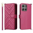 For Motorola Moto G15 4G / G15 Power 4G Multifunctional 6-Card Slots Leather Phone Case with Wrist Strap(Rose Red) - 1