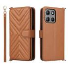 For Motorola Moto G15 4G / G15 Power 4G Multifunctional 6-Card Slots Leather Phone Case with Wrist Strap(Brown) - 1