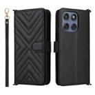 For Motorola Edge 60 Fusion Multifunctional 6-Card Slots Leather Phone Case with Wrist Strap(Black) - 1