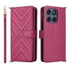 For Motorola Edge 60 Fusion Multifunctional 6-Card Slots Leather Phone Case with Wrist Strap(Rose Red) - 1