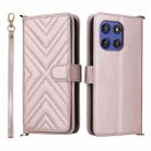 For Motorola Edge 60 Stylus Multifunctional 6-Card Slots Leather Phone Case with Wrist Strap(Pink) - 1