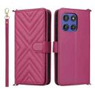 For Motorola Edge 60 Stylus Multifunctional 6-Card Slots Leather Phone Case with Wrist Strap(Rose Red) - 1