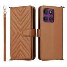 For Motorola Edge 60 Pro Multifunctional 6-Card Slots Leather Phone Case with Wrist Strap(Brown) - 1