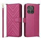 For Motorola Edge 5G 2025 Multifunctional 6-Card Slots Leather Phone Case with Wrist Strap(Rose Red) - 1