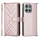 For Motorola Moto G56 / G66j / G66y 5G Multifunctional 6-Card Slots Leather Phone Case with Wrist Strap(Pink) - 1