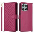 For Motorola Moto G56 / G66j / G66y 5G Multifunctional 6-Card Slots Leather Phone Case with Wrist Strap(Rose Red) - 1
