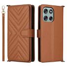 For Motorola Moto G56 / G66j / G66y 5G Multifunctional 6-Card Slots Leather Phone Case with Wrist Strap(Brown) - 1