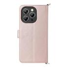 For Oukitel P1 Multifunctional 6-Card Slots Leather Phone Case with Wrist Strap(Pink) - 3