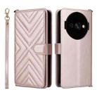 For Oukitel C59 / C59 Pro Multifunctional 6-Card Slots Leather Phone Case with Wrist Strap(Pink) - 1