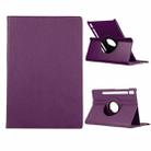 For Samsung Galaxy Tab S8+ / Tab S8 Plus /  Tab S7 FE / Tab S7+ / T970 360 Degree Rotation Litchi Texture Flip Leather Case with Holder(Purple) - 1